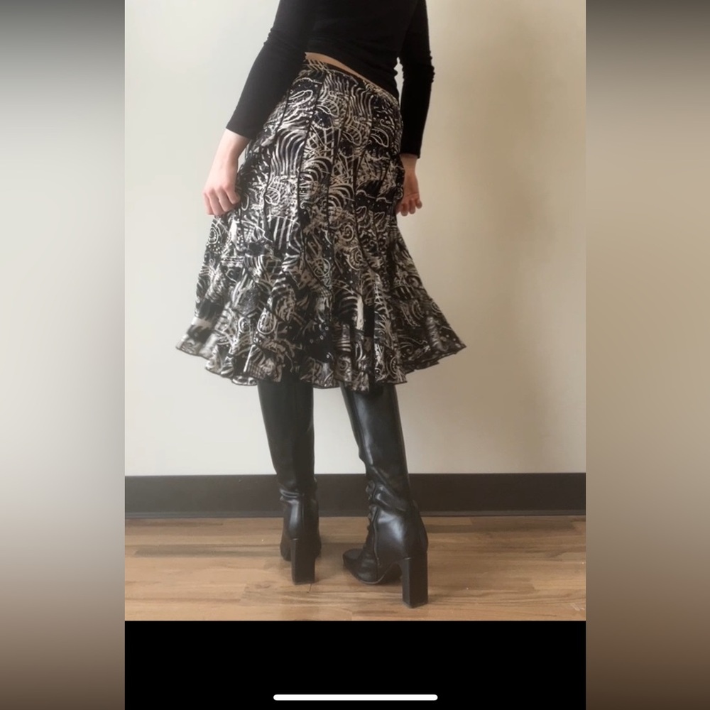 Chic Black and White A-Line Skirt